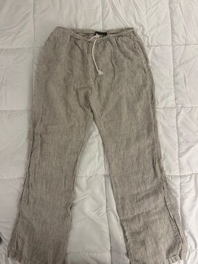 Brandy Melville Beige Pinstripe Drawstring Joggers